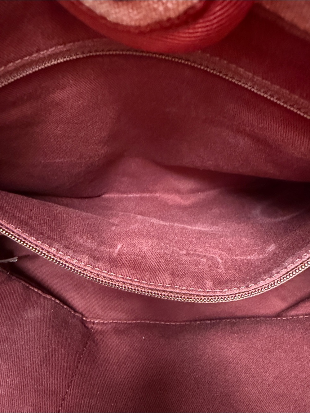 CHANEL Pink Canvas Tote with Burgundy Trim and Chain Handles - Picture 9 of 15